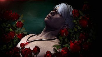 Rose Demon, rose, fantasy, art, man, dark HD wallpaper