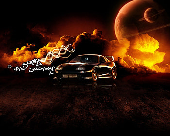Toyota Supra, black, car HD wallpaper
