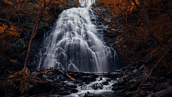 Crabtree falls, off the Blue Ridge near Little Switzerland, North Carolina, cascades, river, water, rocks, usa HD wallpaper