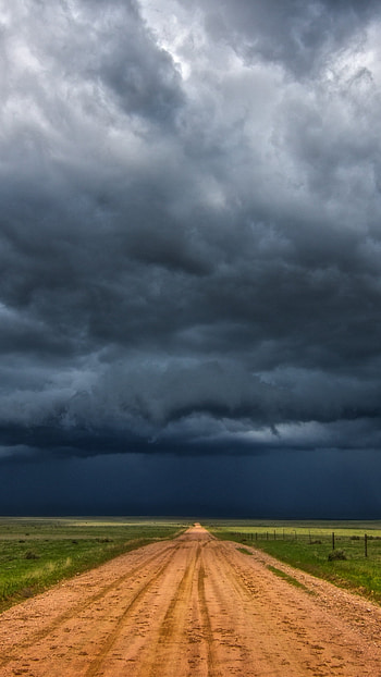 Giant Storm Cloud over Dirt Road, nature, cloud HD phone wallpaper