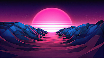Retro Big Sun, retrowave, artist, artwork, digital-art HD wallpaper