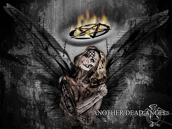Bone Angel, wings, pentagram, winged, flames, dead angel, fire, female HD wallpaper