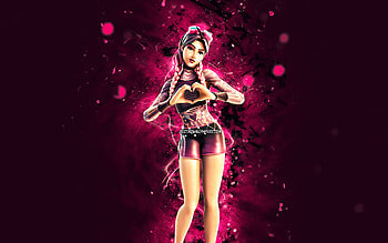 Beach Jules, , purple neon lights, Fortnite Battle Royale, Fortnite characters, Beach Jules Skin, Fortnite, Beach Jules Fortnite HD wallpaper