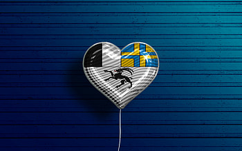 I Love Grisons, , realistic balloons, blue wooden background, Day of Grisons, swiss cantons, flag of Grisons, Switzerland, balloon with flag, Cantons of Switzerland, Grisons flag, Grisons HD wallpaper