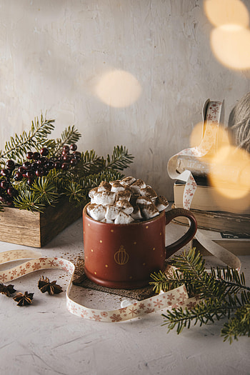 Food, Cup, Branches, Spruce, Fir, Mug, Zephyr, Marshmallow HD phone wallpaper