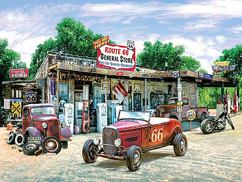 Pit Stop on Route 66, station, service, store, hot rod, route 66 HD wallpaper