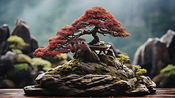 Majestic Red Bonsai Tree, nature, bonsai HD wallpaper