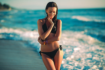 Unknown Model, babe, lady, model, sand, water, woman, ocean, beach HD wallpaper