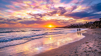 — Golden Beach Sunset Stroll, Ocean HD wallpaper