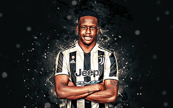 Denis Zakaria, , 2022, Juventus FC, swiss footballers, soccer, Serie A, white neon lights, Denis Zakaria , football, Juve, Bianconeri, Denis Zakaria Juventus HD wallpaper