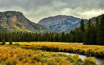 Rocky Mountain National Park, Colorado, season, fall, autumn, landscape, trees, forest, usa, river, clouds, sky HD wallpaper