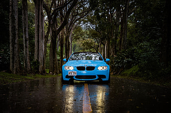 Bmw, Rain, Cars, Road, Forest, Car, Front View, Bmw 5 HD wallpaper
