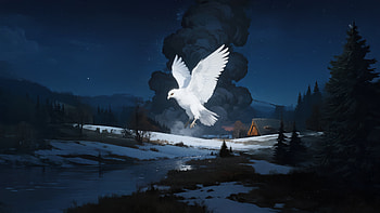 White Dove Wings Of Peace, white, bird, trees, night, artist, artwork, art, digital-art, ai, deviantart HD wallpaper