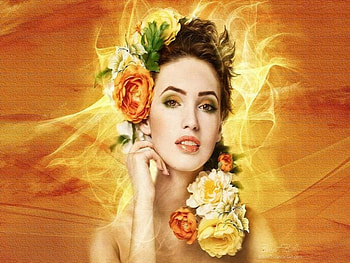 Color of spring, flowers, fantasy, woman, yellow HD wallpaper