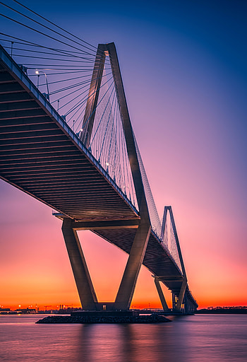 Cities, Sunset, Architecture, Bridge, Construction, Design HD phone wallpaper