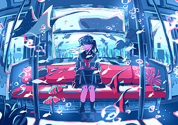 Underwater Anime Girl Bubble , anime-girl, anime, artist, artwork, digital-art HD wallpaper