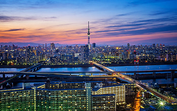 Tokyo skyline, Night lights, Metropolis, Urban cityscape HD wallpaper