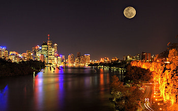 Cities, Rivers, Night, City, Shine, Light, Skyscrapers HD wallpaper