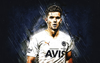 Ferdi Kadioglu, Fenerbahce, Dutch footballer, portrait, blue stone background, soccer, Turkey HD wallpaper