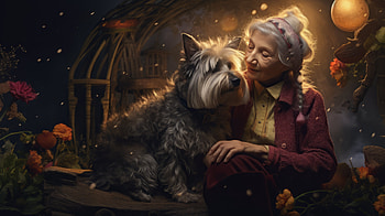 Grandmother and Dog Bonding - AI Art, woman, Grandmother HD wallpaper