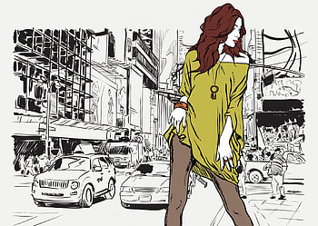Comics Art, profile, style, pose, car, eyes, girl, Comics, street, road HD wallpaper