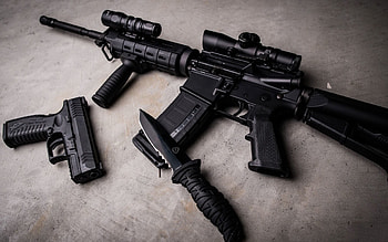 AK 47 Pistol and Knife Black Weapons HD wallpaper