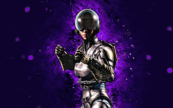Cyborg Jacqui Briggs, , violet neon lights, Mortal Kombat Mobile, fighting games, MK Mobile, creative, Mortal Kombat, Cyborg Jacqui Briggs Mortal Kombat HD wallpaper