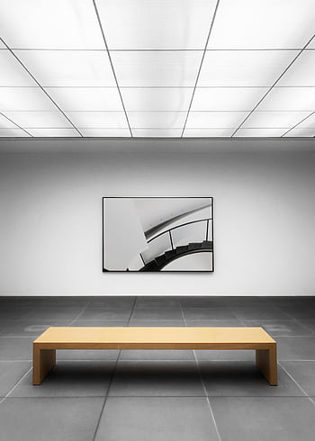 Minimalist art gallery in Nuremberg showcasing modern artwork with sleek design and spacious layout. HD phone wallpaper