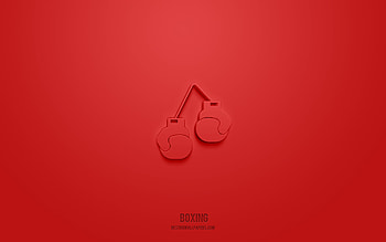 Boxing 3d icon, red background, 3d symbols, Boxing, sport icons, 3d icons, Boxing sign, sport 3d icons HD wallpaper