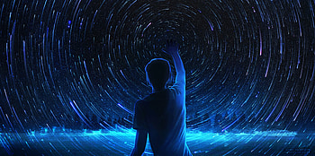 Silhouette, starry sky, man, art HD wallpaper