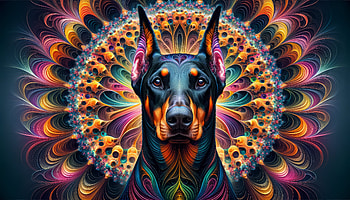 Vibrant Psychedelic Doberman Art, doberman pinscher, dog, colorful, artistic, Abstract HD wallpaper