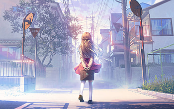 Anime, Girl, Street HD wallpaper