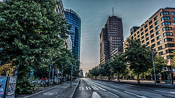 Buildings, city, road HD wallpaper