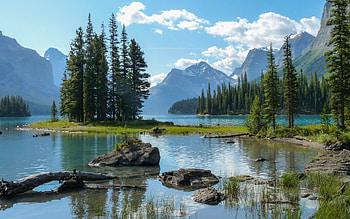Lake in Canada, Canada, trees, national, mountains, lake, park HD wallpaper