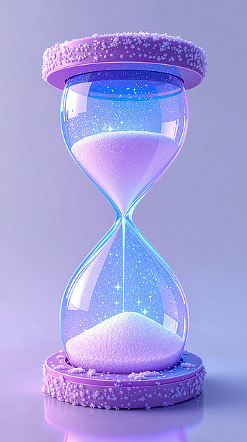 Time's Essence: A Stunning Hourglass , sand, purple, glow HD phone wallpaper