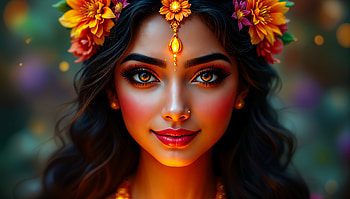 Radiant Beauty: Ultra, portrait, flower, cute, jewelry, makeup HD wallpaper