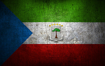Equatorial Guinea metal flag, grunge art, African countries, Day of Equatorial Guinea, national symbols, Equatorial Guinea flag, metal flags, Flag of Equatorial Guinea, Africa, Equatorial Guinea HD wallpaper