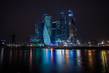 Buildings, city, night, Moscow HD wallpaper