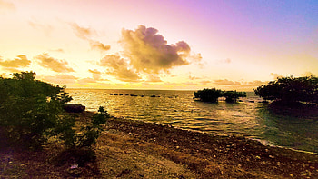 Morning Sunriset, Florida Keys, sea, clouds, sky, water, rocks, reflections, usa HD wallpaper