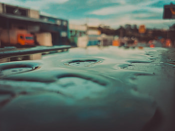 of a rainwater puddle, rain, puddle, landscape HD wallpaper