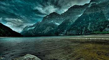 glorious green hued alpine lake swizerland, clouds, mountains, lake, green HD wallpaper