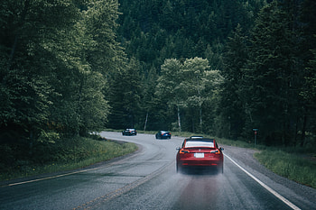 Auto, Cars, Road, Forest, Chase HD wallpaper