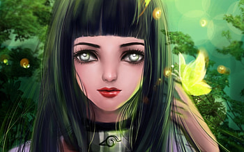 Anime beauty, anime, butterfly, bright colors, face, girl, look HD wallpaper