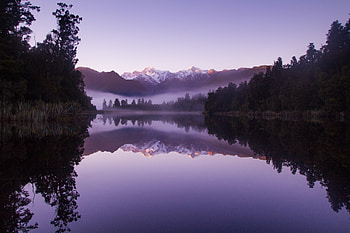 Beautiful Purple Weather Landscape Of Lake Matheson, lake, purple, landscape, nature, weather HD wallpaper