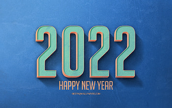 2022 Retro blue background, 2022 concepts, 2022 blue background, Happy New Year 2022, retro 2022 art, 2022 New Year HD wallpaper