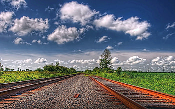 Nature, Pebble, Sky, Field, Color, Colors, Railway, Paints, Rails, Sleepers HD wallpaper