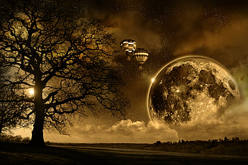 abstract planet, abstract, planet, moon, moonlight HD wallpaper