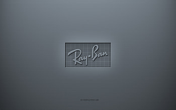 Ray-Ban logo, gray creative background, Ray-Ban emblem, gray paper texture, Ray-Ban, gray background, Ray-Ban 3d logo HD wallpaper