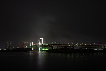 Cities, Rivers, Fog, Night City, Bridge, Illumination, Backlight HD wallpaper