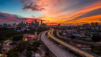 Malaysia Travels, Kuala Lumpur Time-lapse, Skyline Sunset, Cloudy Sky HD wallpaper